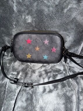 Coach dark brown cc Leather Crossbody with Multicolor Star Accents